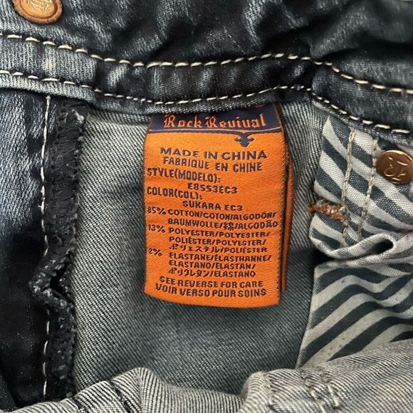 Rock Revival  Sukara Easy Crop Jeans Embellished Embroidered Women's sz 29 - Picture 5 of 9